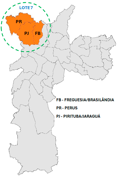 Mapa Freguesia/Brasilândia, Perus e Pirituba/Jaraguá